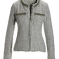 Crystal Trim Collarless Tweed Jacket Gray