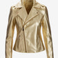 Metallic Faux Leather Moto Jacket Gold
