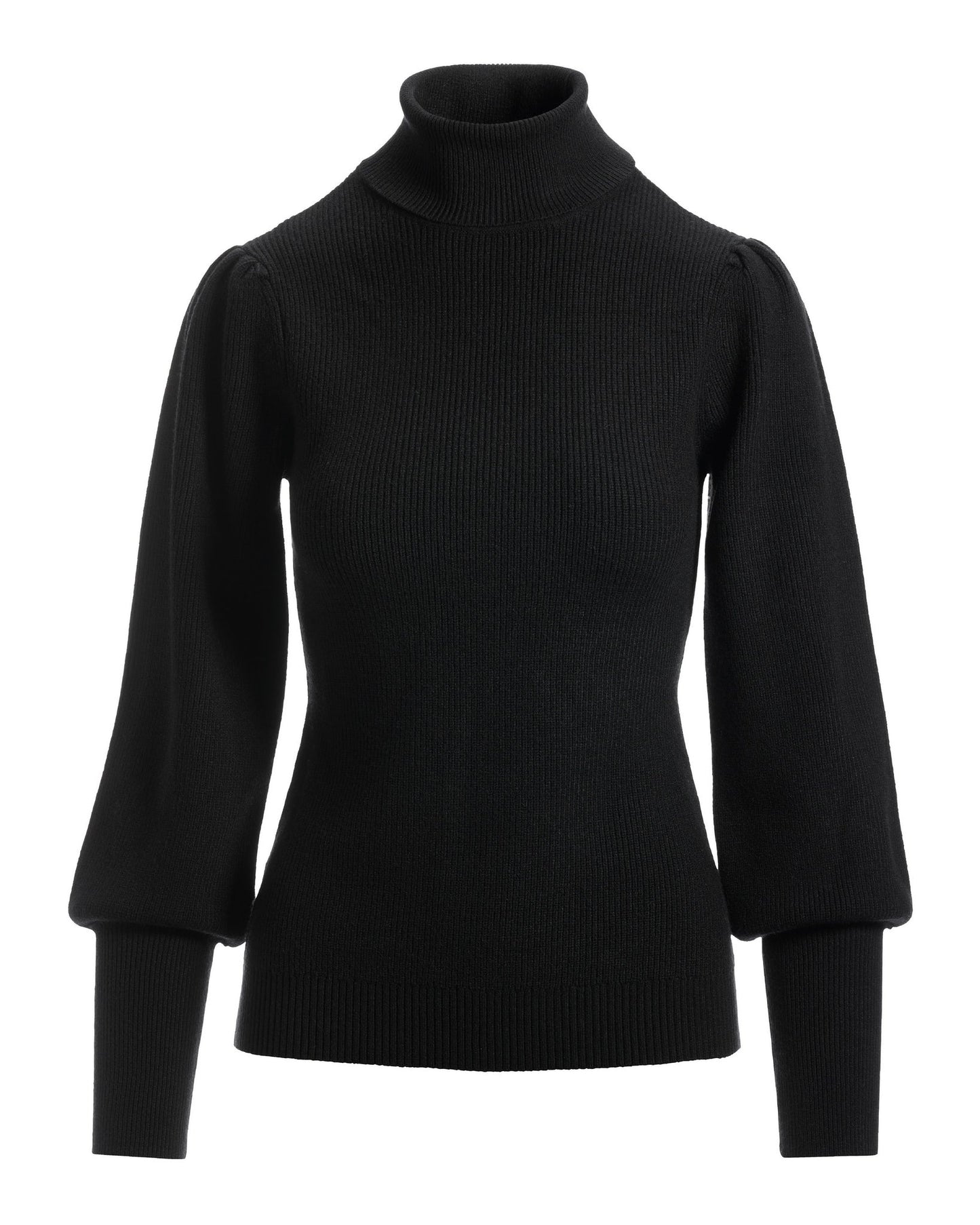 Puff Sleeve Turtleneck Sweater Black