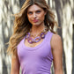 Chunky Chain Layered Necklace Purple Multi