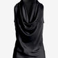 Marilyn Cowl-Neck Charmeuse Blouse Black