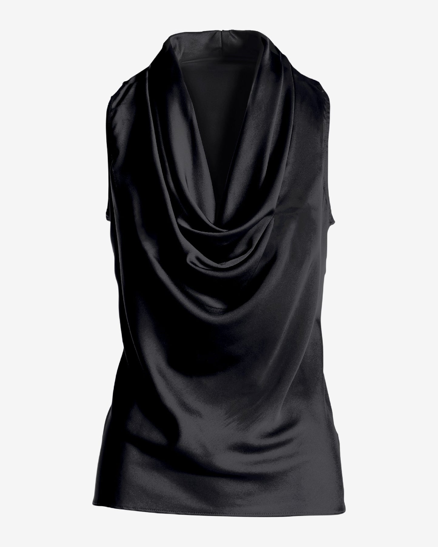 Marilyn Cowl-Neck Charmeuse Blouse Black