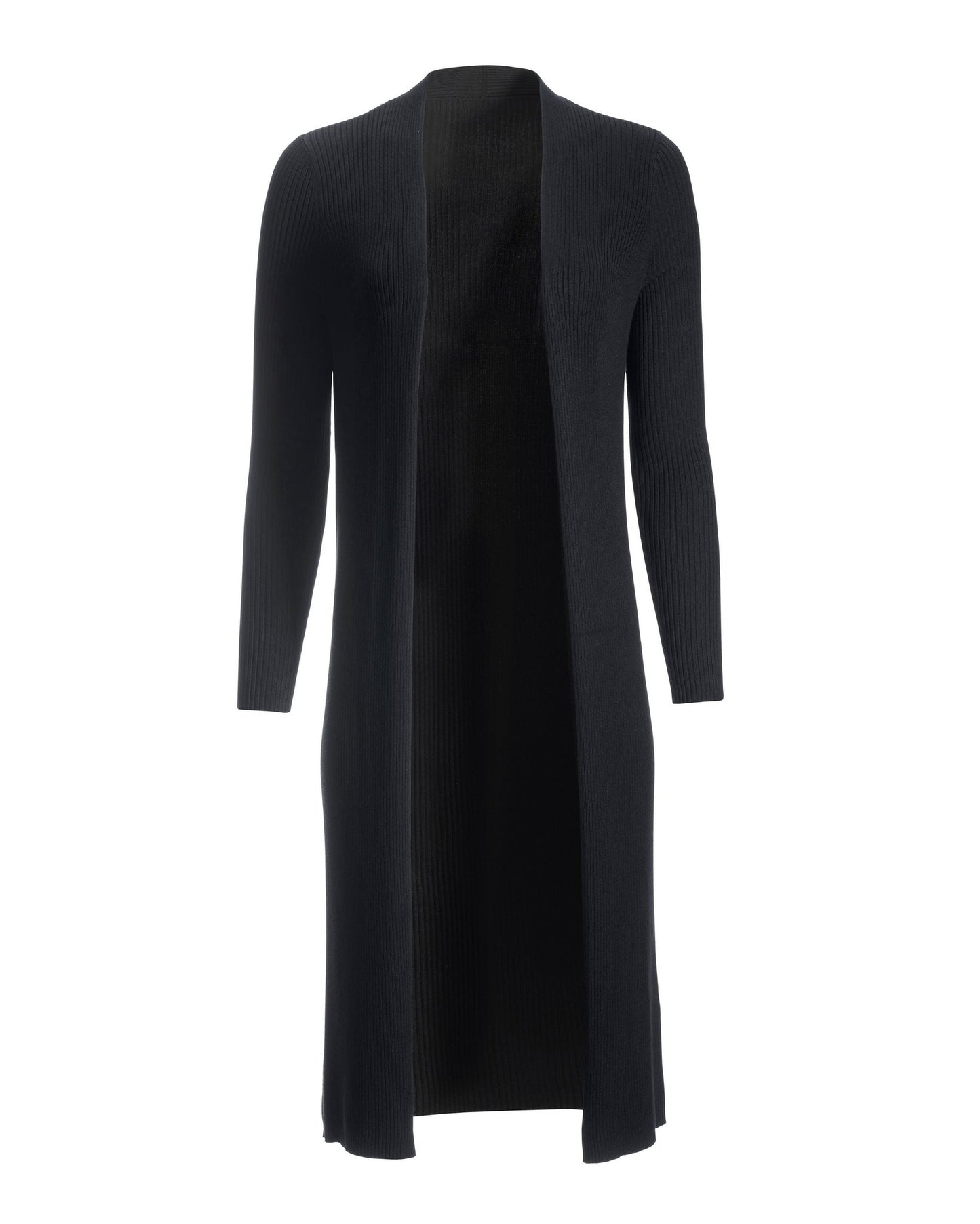 Rib Long Cardigan Sweater Black