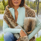 Faux Fur Scarf With Hand Warmers Vintage Leopard