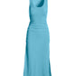 Scoop Neck Ruched Rib Knit Midi Dress Blue Topaz