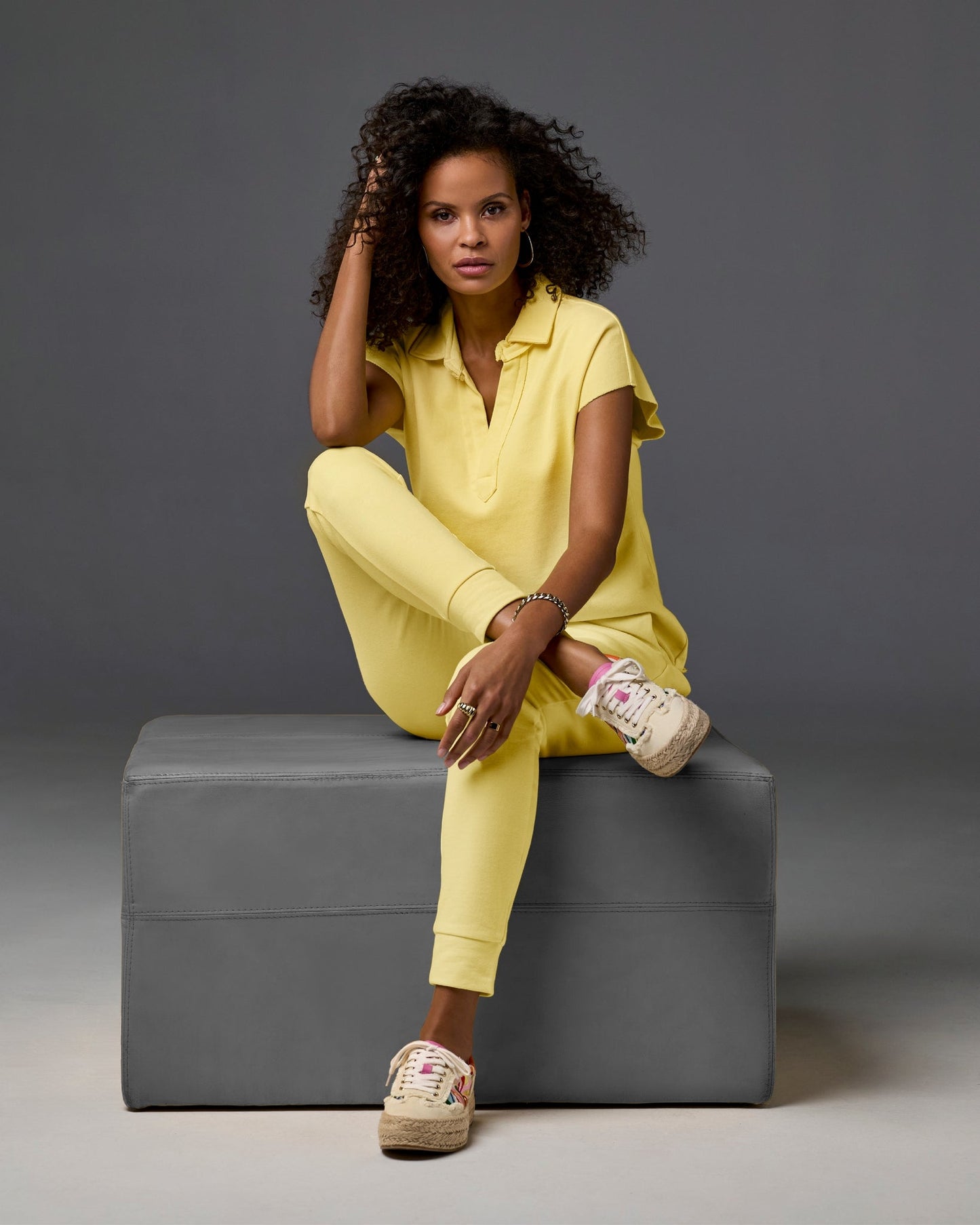 Cotton Comfort Drawstring Pocket Jogger Pale Banana