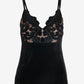 Velvet Scalloped Lace V Neck Cami Top Proper Black