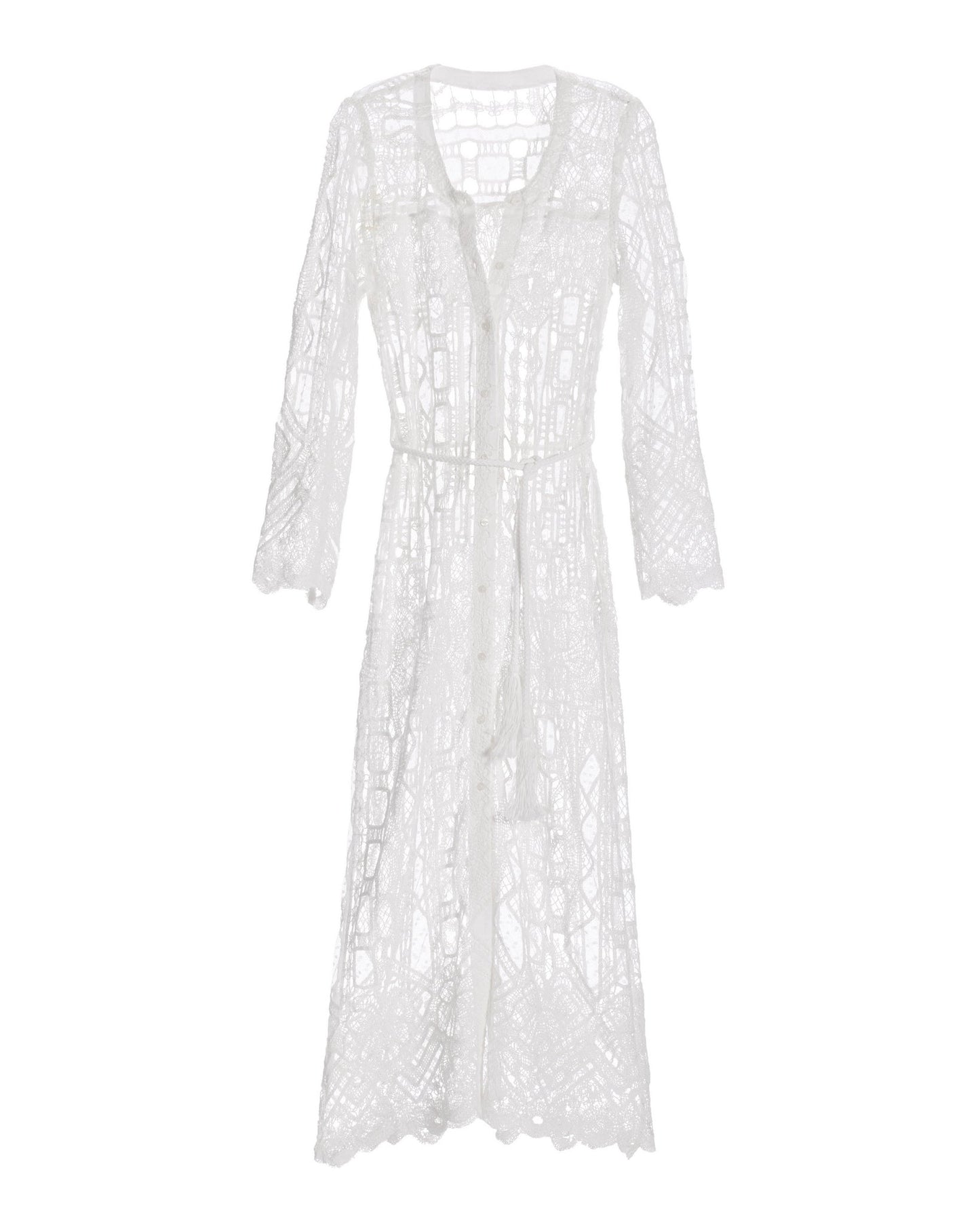 Mesh Crochet Mix Duster White