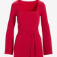Beyond Travel Square Neck Tie Waist Top French Kiss