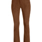 Faux Suede Five Pocket Mini Bootcut Pant Brown