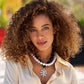 Gold Chains & Pearls Layered Necklace Black/White/Gold