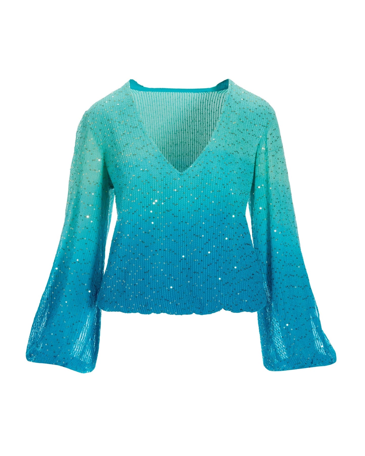 Sequin Ombre Blouson Blouse Blue Multi
