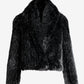 Metallic Faux Fur Shawl Collar Chubby Black/Silver