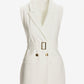 Beyond Travel Sleeveless Belted Blazer Ivory Coast