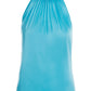 Charlotte Mock Neck Charmeuse Blouse Blue Radiance