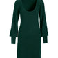 Scoop Neck Balloon Sleeve Sweater Dress Deep Emerald