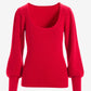 Scoop Neck Balloon Sleeve Sweater Racing Red
