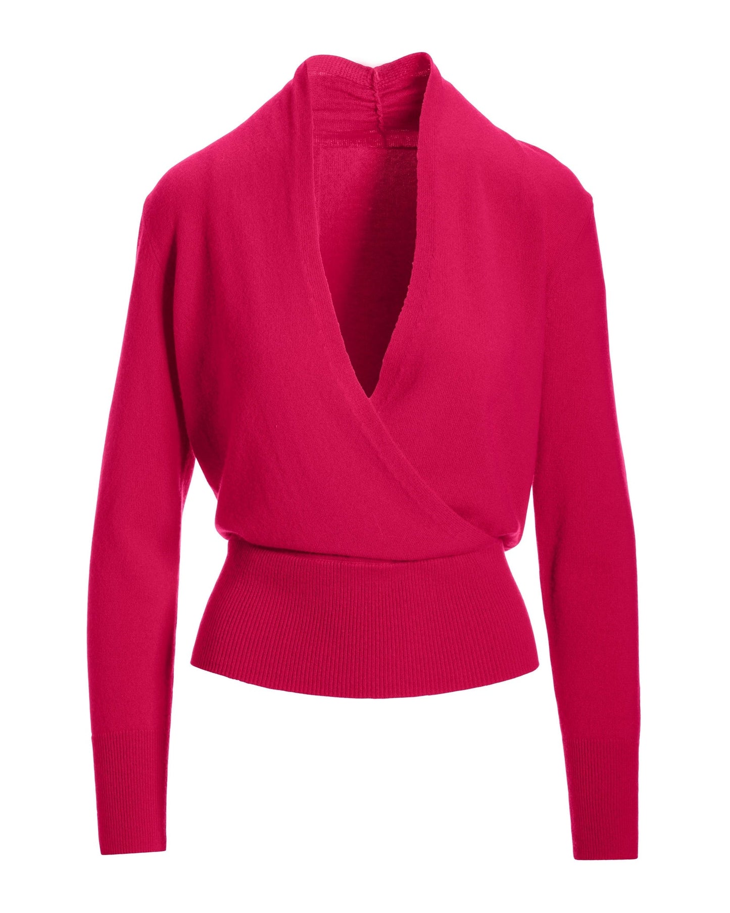 Cashmere Surplice Blouson Sweater Bright Pink