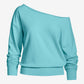 Cotton Comfort Raw Edge Slouchy Sweatshirt Aqua Splash