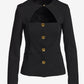 Modern Cutout Novelty Button Peplum Blazer Black