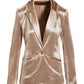 Luxe Velvet Single Button Blazer Champagne
