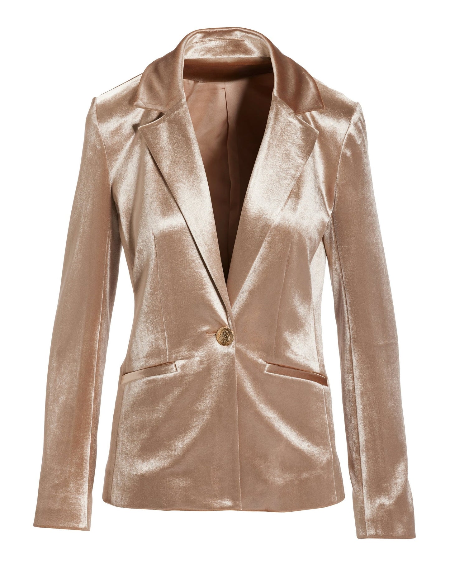 Luxe Velvet Single Button Blazer Champagne