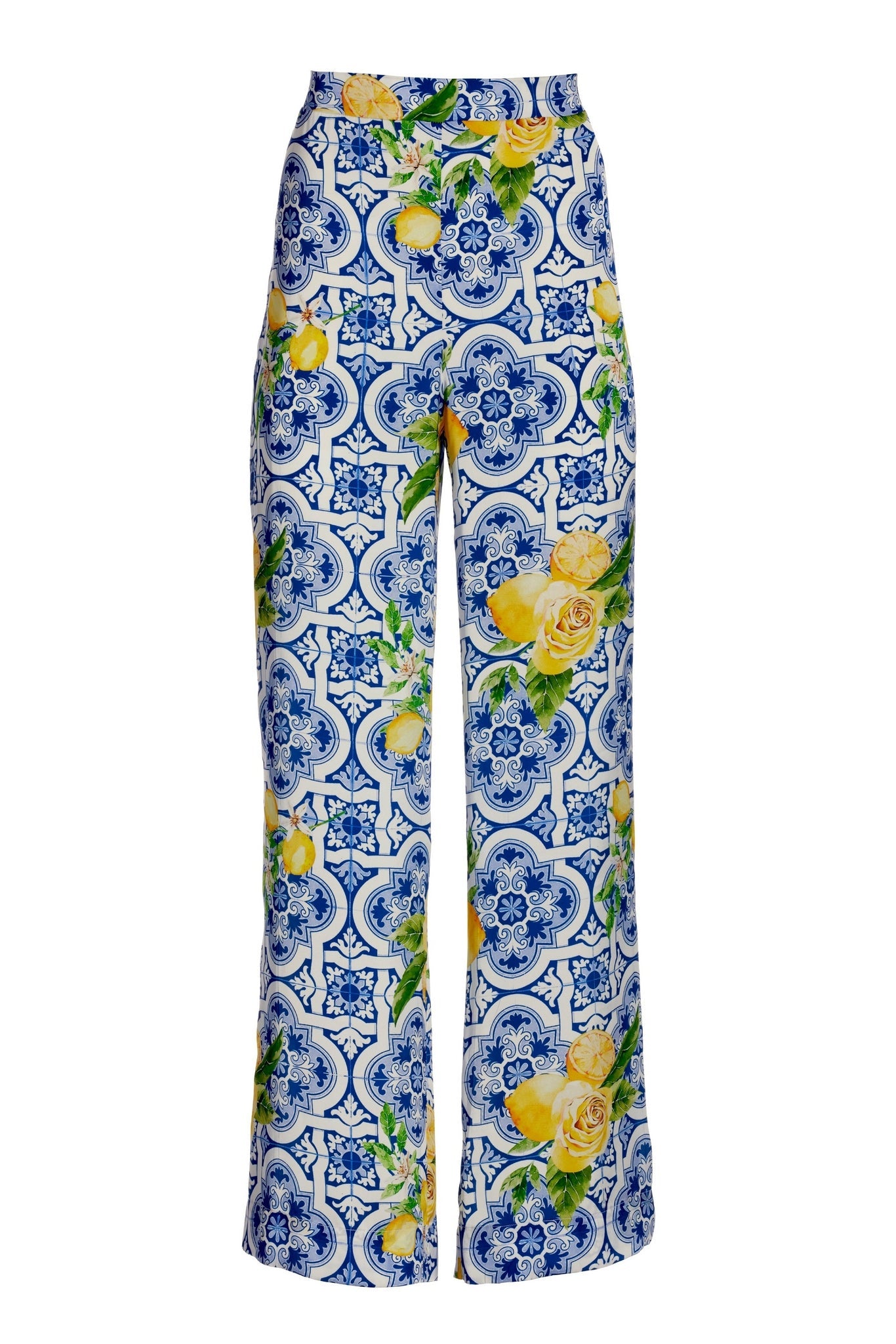 Flora tiles flowy palazzo pant Blue Multi