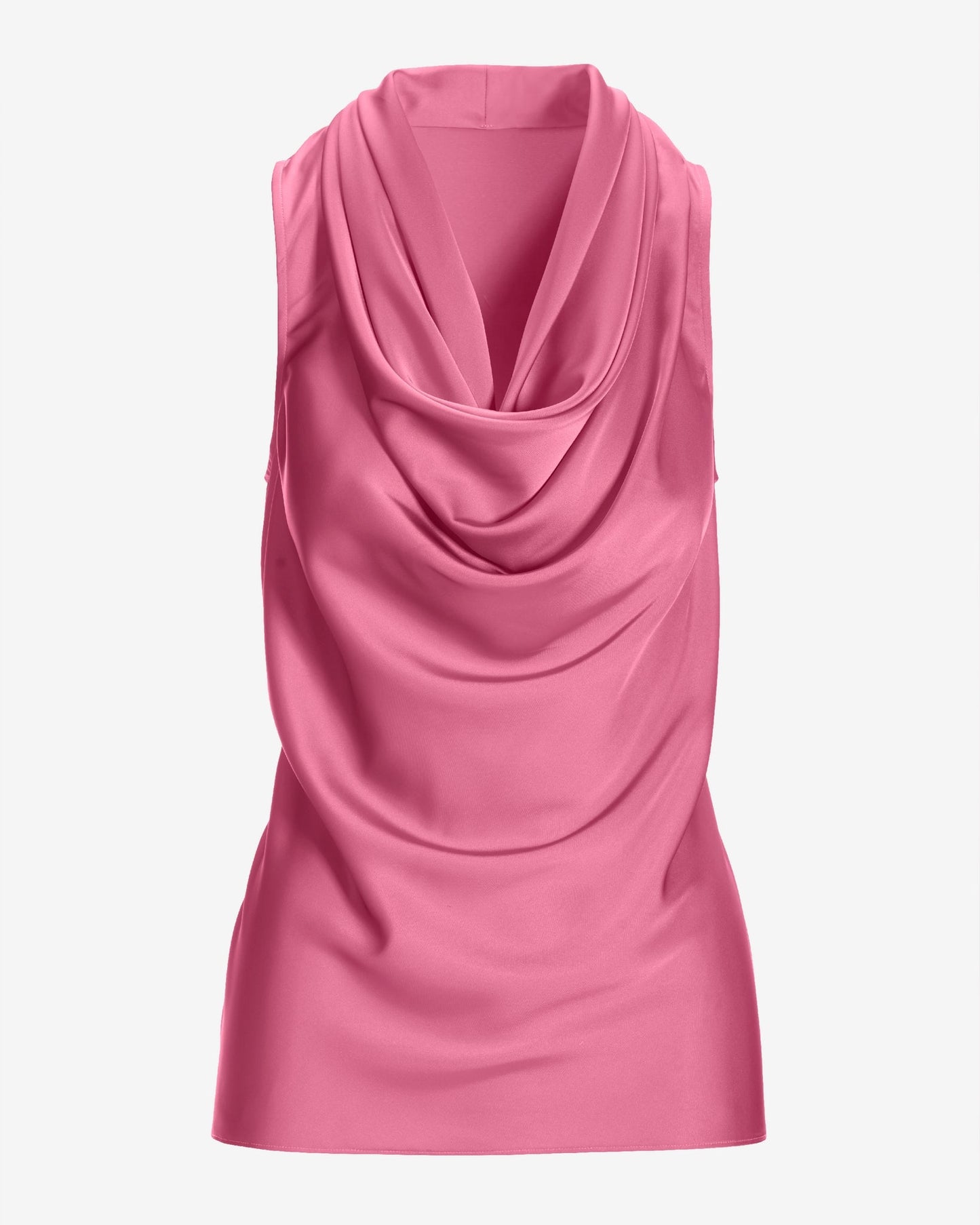 Marilyn Cowl-Neck Charmeuse Blouse Aurora Pink