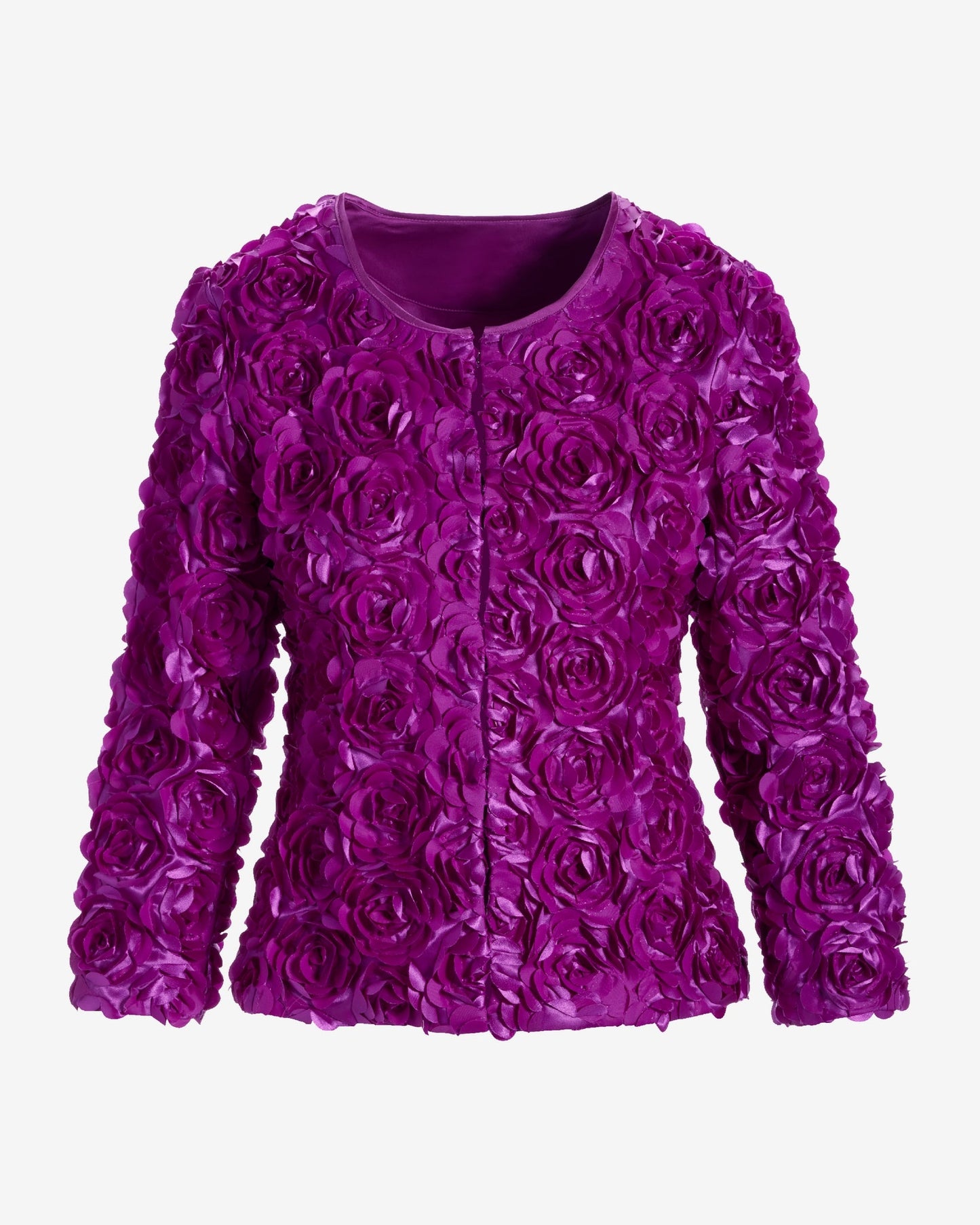 Rosette three quarter sleeve Jacket Purple Cactus Flower