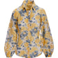 Floral Print Organza Burnout Balloon Sleeve Shirt Blue/Yellow