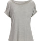 Rhinestone Trim Short-Sleeve Knit Tee Heather Gray
