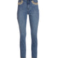 Pearl and Chain Embellished Ankle Jean Light Med Wash