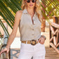 Tortoiseshell Buckle Raffia Stretch Belt Natural Multi