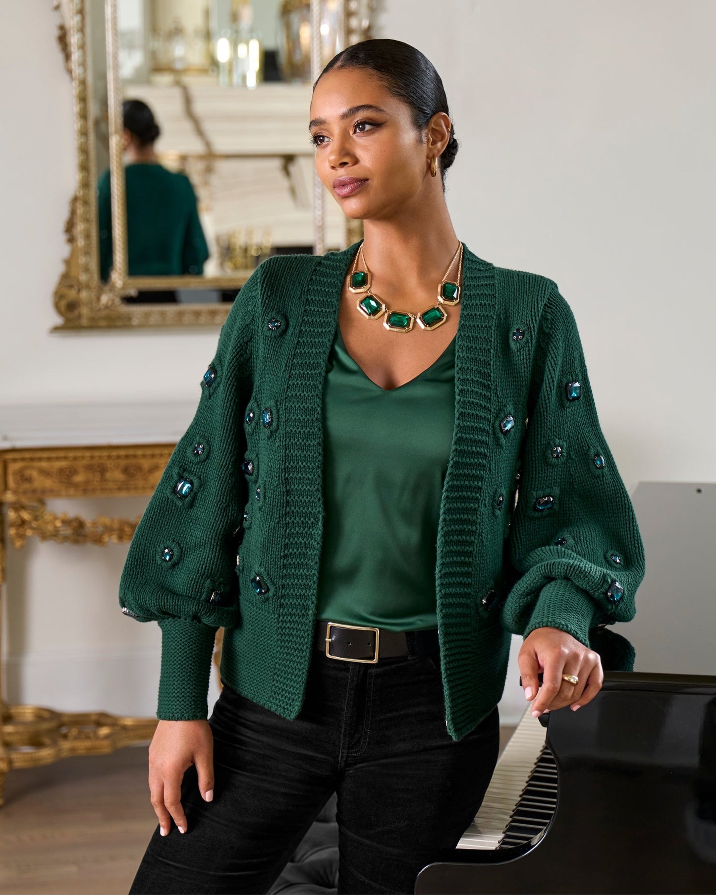 Gem Gold Necklace Emerald