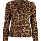 Exploded Cheetah Print Denim Puff-Sleeve Jacket Neutral