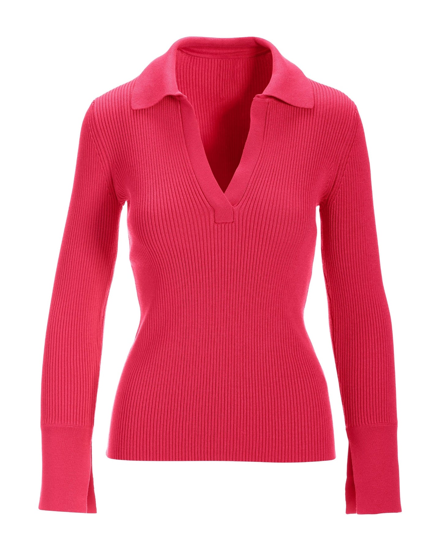 Ribbed Collar Sweater Pink Peacock