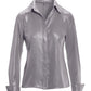 Sophia Button Up Metallic Blouse Silver Metallic
