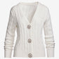 Cable Embellished Button Cardigan Off White