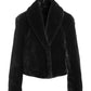 Shawl Collar Versatile Faux Fur Chubby Black