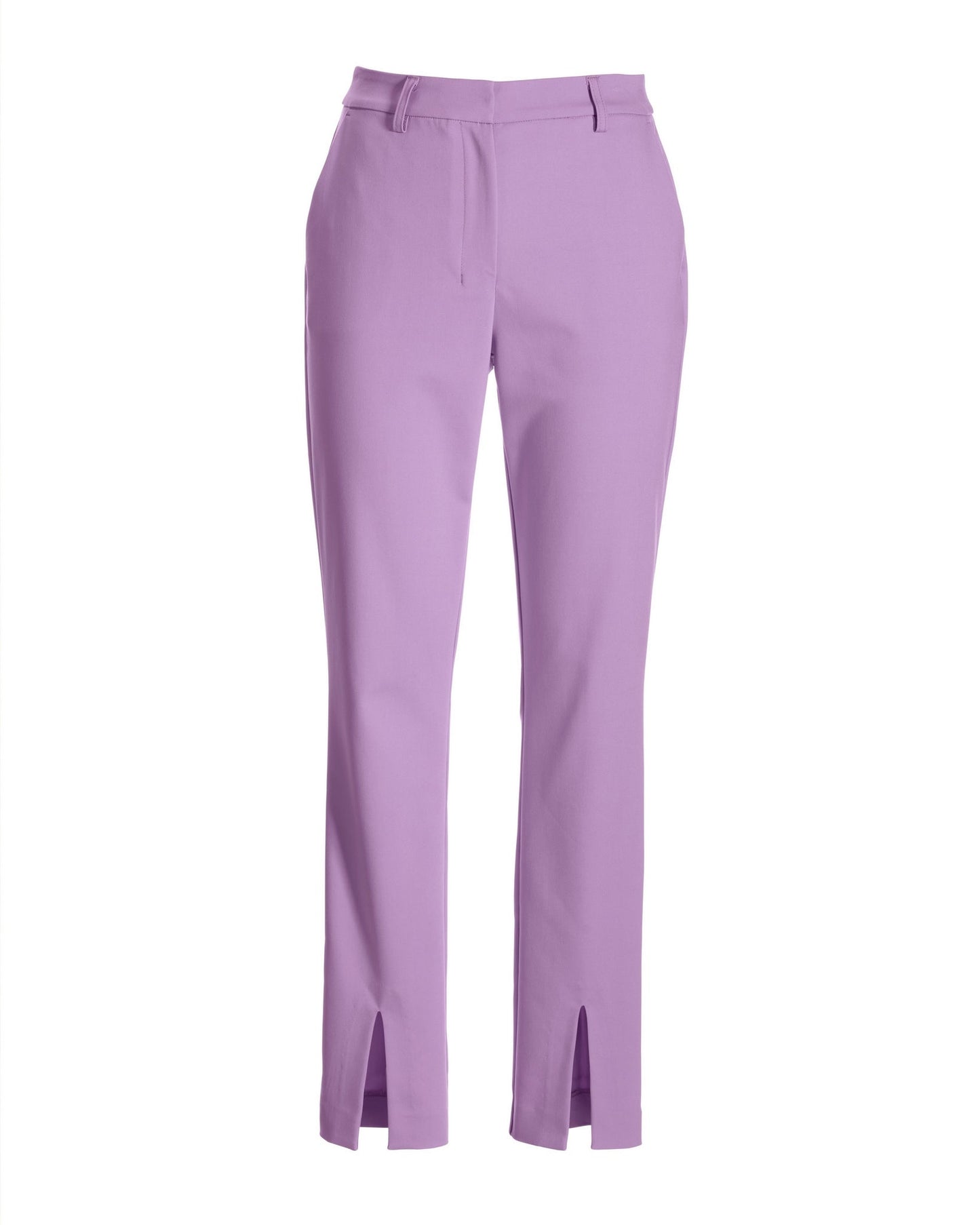 Newport Modern Slim Straight Leg Slit Front Trouser Pant Sheer Lilac