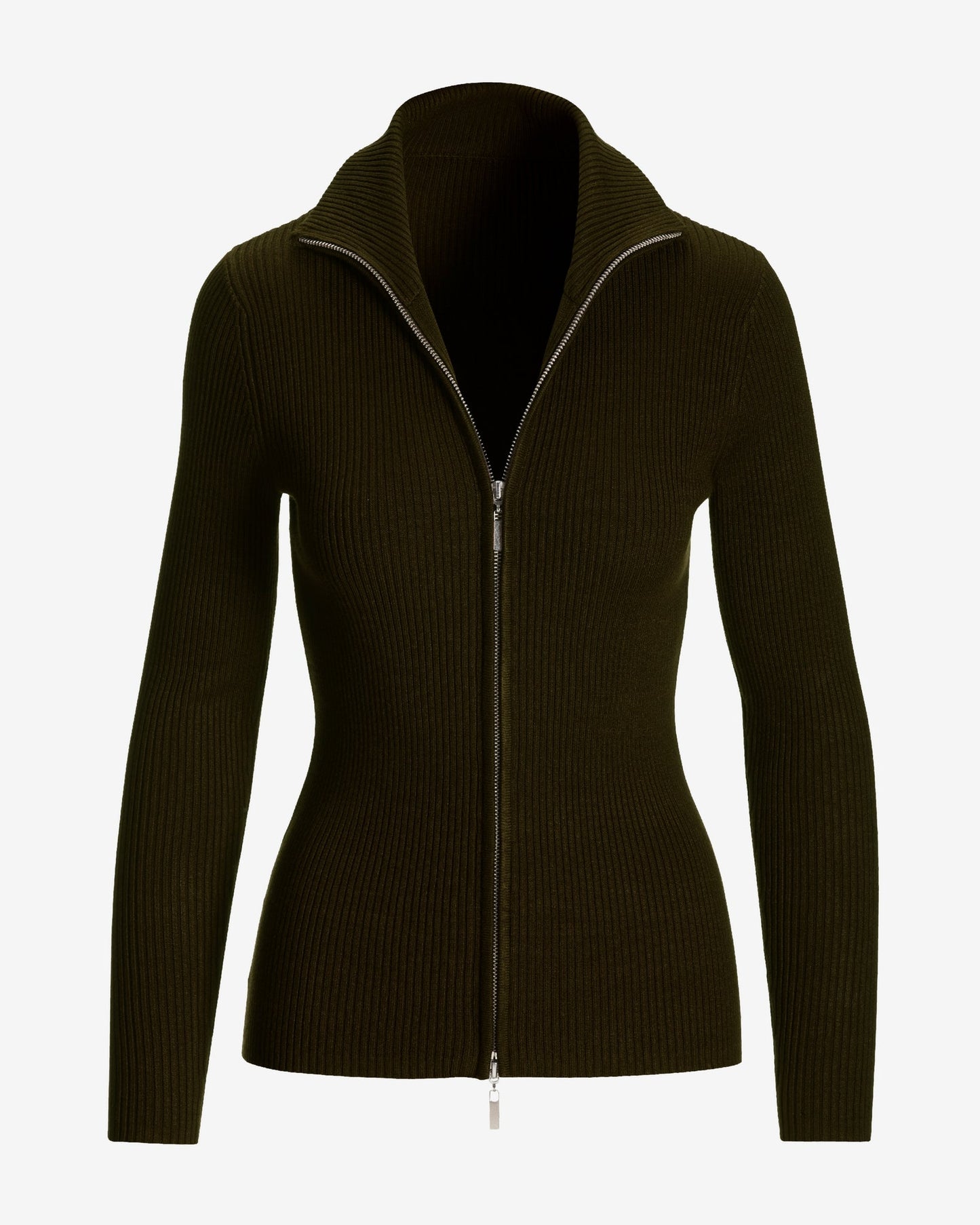 Ribbed Full Zip Cardigan Safari Brown