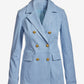 Faux Suede Double Breasted Boyfriend Blazer Blue