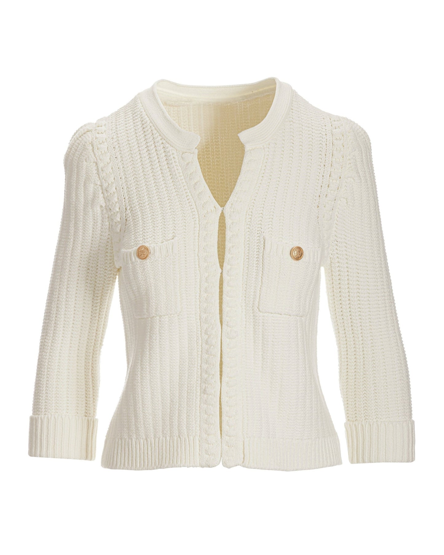 Puff Sleeve Sweater Cardigan Off White