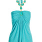 Embellished Trim Ruched Halter Blue Topaz