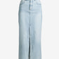 Front Slit Denim Midi Skirt Light Wash