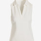 Luxe Lounge Sleeveless Collar Top Off White