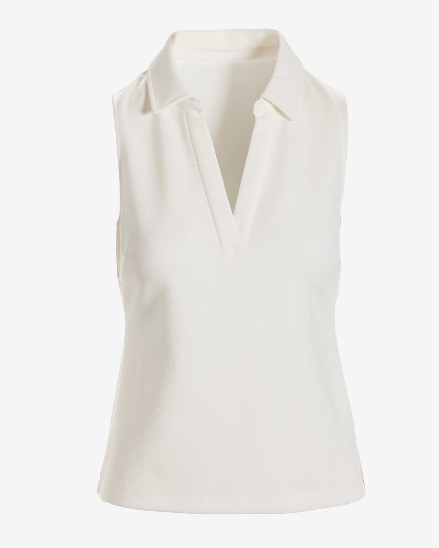 Luxe Lounge Sleeveless Collar Top Off White
