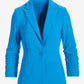 Beyond Travel Short Ruched Sleeve Blazer Malibu Blue