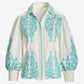 Hamptons Scroll Detail Button Up Shirt Tanager Turquoise