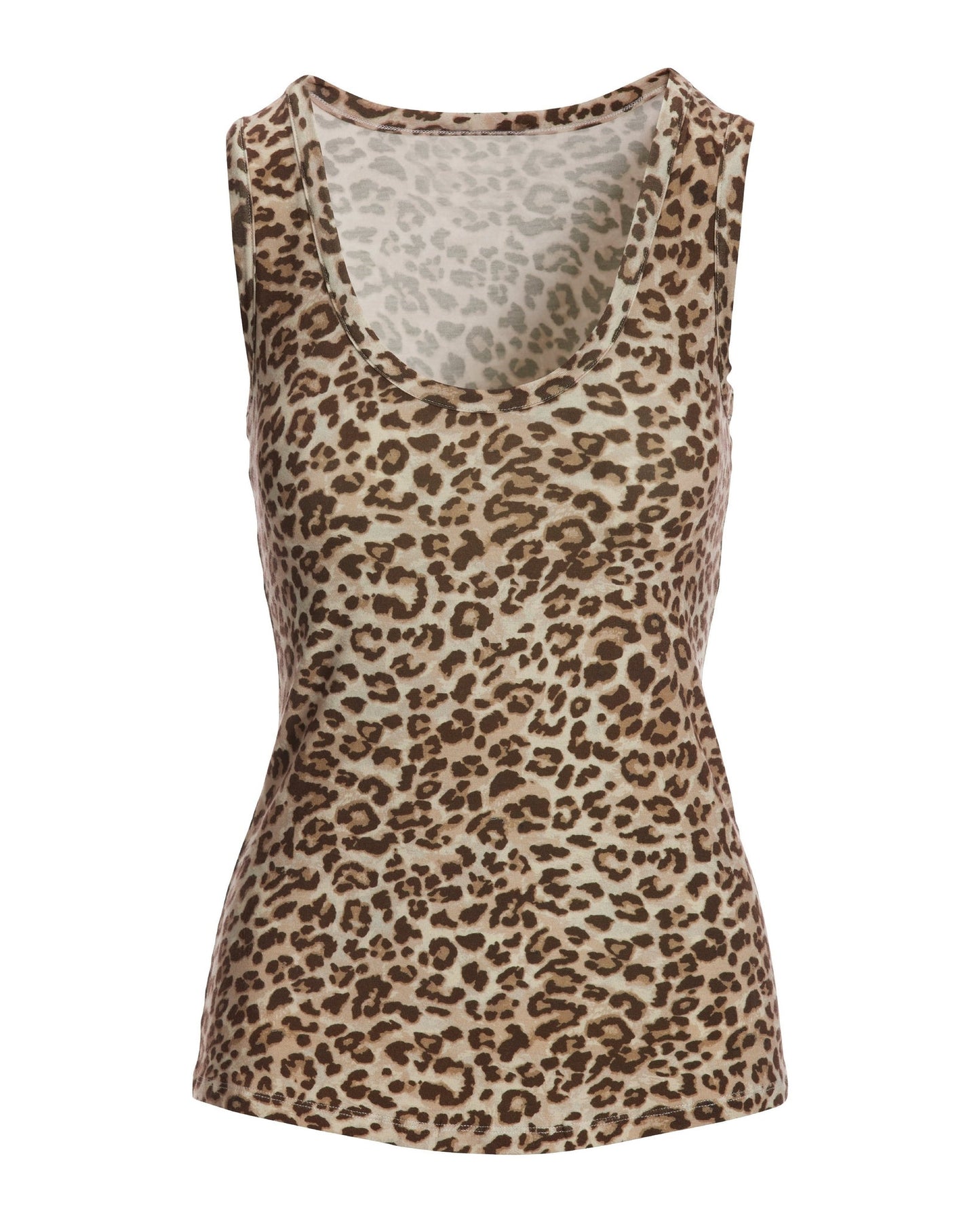 So Effortless Leopard Scoop Neck Tank Neutral